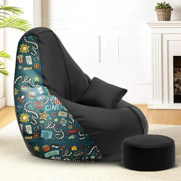 4 XL Premium Faux Leather Bean Bag Combo with Footrest & Cushion XXXL 1