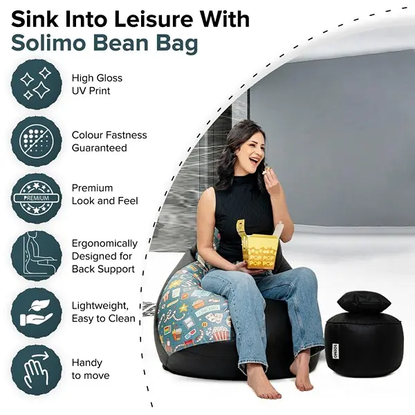 4 XL Premium Faux Leather Bean Bag Combo with Footrest & Cushion XXXL 5