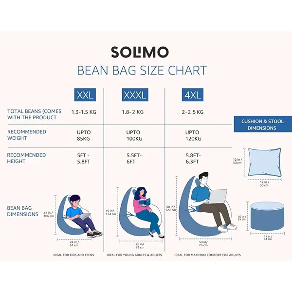 4 XL Premium Faux Leather Bean Bag Combo with Footrest & Cushion XXXL 6