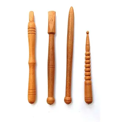 Acupressure stick in wooden zimmi Brown (Pack of 4) Reflexology Acupressure Tools1