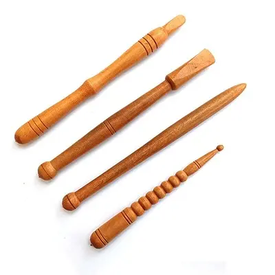 Acupressure stick in wooden zimmi Brown (Pack of 4) Reflexology Acupressure Tools2