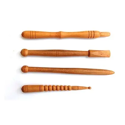 Acupressure stick in wooden zimmi Brown (Pack of 4) Reflexology Acupressure Tools3