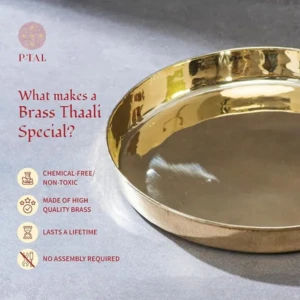 Brass Thali 11 inch Pooja Thali Serving Tableware Pure Brass Plate Dinner Thali