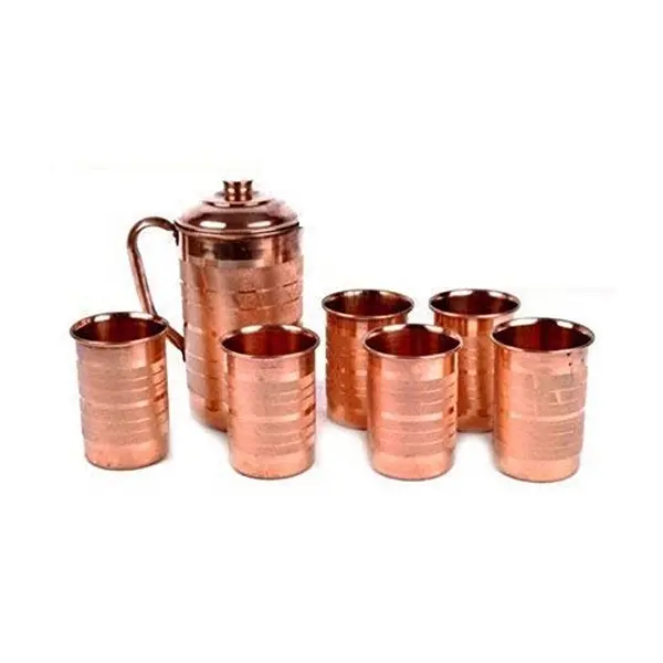 Copper Jug , 2000ml with 6 Glass Tumbler - Set of 71