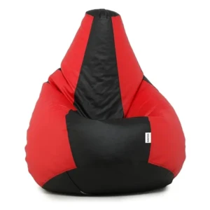 Faux Leather Xxxl Faux Leather Bean Bag Cover Without Beans (Red And Black), 124 Cm 1