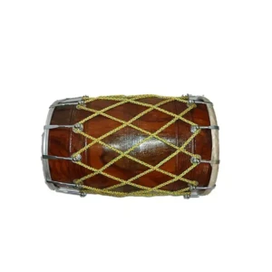 Full Size Mango Wood Punjabi Bhangra Dhol Natural Finish Free Padded Carry Bag 1