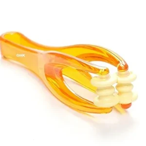 Manual Acupressure Dual Roller Finger Massage Stick Plastic Manual Massager Orange