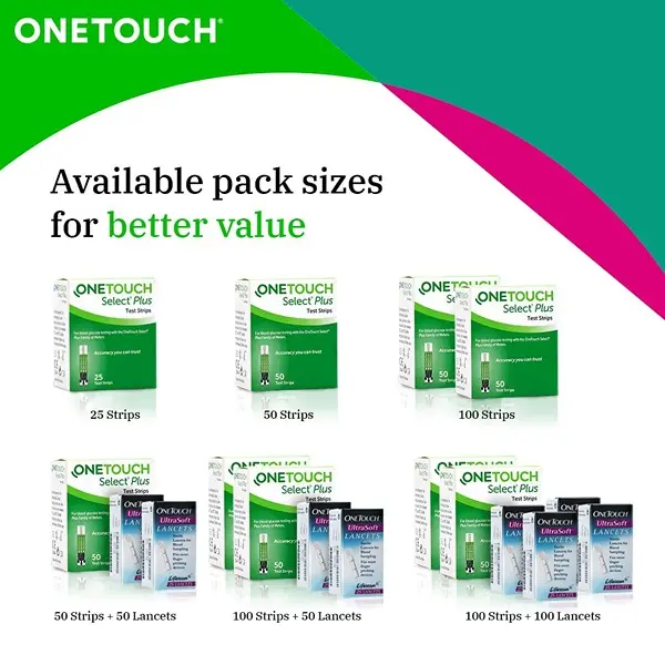 OneTouch Select Plus Test Strips Pack of 25 Blood Sugar Machine Testing 6