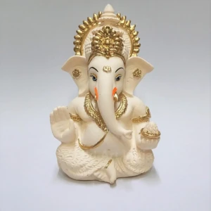 Peach Ivory Finish Ganesha Idol Car Dashboard Murti Ganpati Idol for Home Decor Puja Lord Ganesh Statue Gift for Office Desk Puja Room Figurine 1