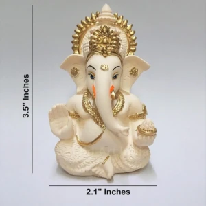 Peach Ivory Finish Ganesha Idol Car Dashboard Murti Ganpati Idol for Home Decor Puja Lord Ganesh Statue Gift for Office Desk Puja Room Figurine