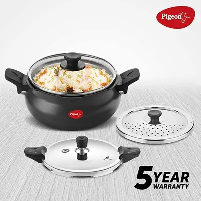 Pigeon All in One Ceramic Super Cooker, 5 Liters, Black Transparent3