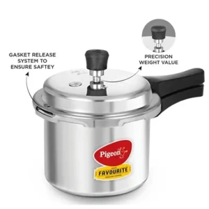 Pigeon Favourite Induction Base Aluminium Pressure Cooker with Outer Lid, 3 Litres (Silver)