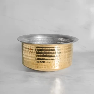 Pure Brass Hammered, Polished Patila for Cooking Tope Tapeli Bhaguna Pital Patila for Kitchen Hammered 1.35 litres, 9.5 cm x 18.5 cm 1