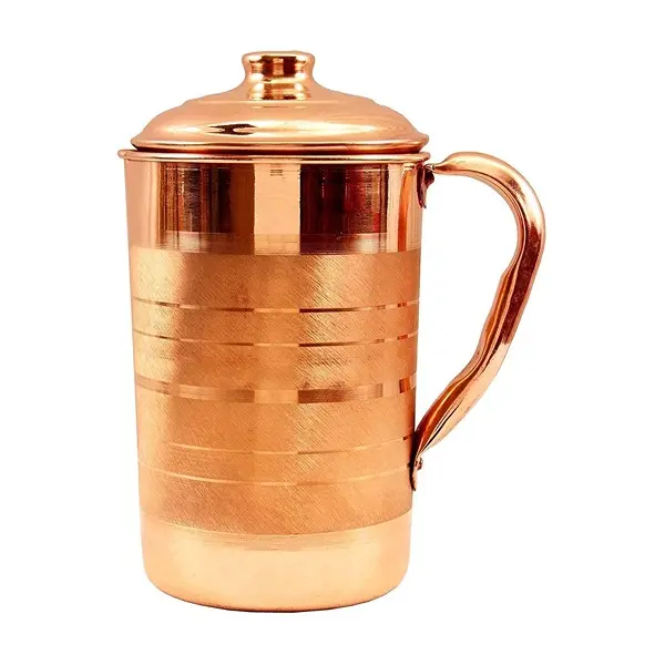Pure Copper Handcrafted Water Storage 2 L Jug with a Lid for Daily Use1