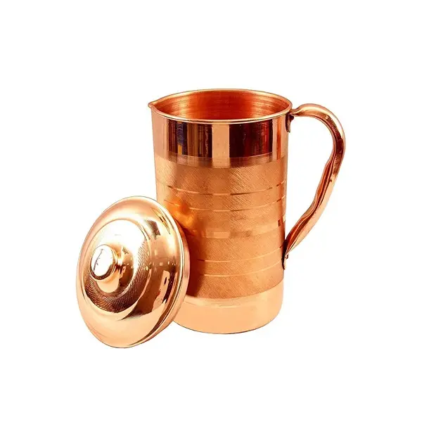 Pure Copper Handcrafted Water Storage 2 L Jug with a Lid for Daily Use2