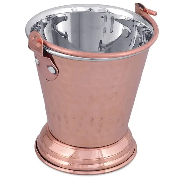 Pure Copper & Steel Bucket Balti for Serving Dishes Kitchenware and Tableware 1pcs