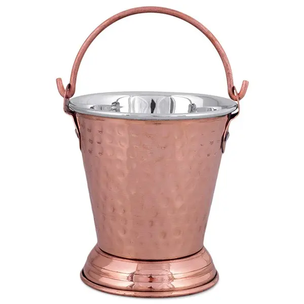 Pure Copper & Steel Bucket Balti for Serving Dishes Kitchenware and Tableware 1pcs4