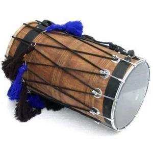 Pure Natural Wood Full Size Punjabi Bhangra Shesham Dhol Natural Color + Padded Bag + Accessories 1