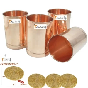 Set of 4, Small Copper Glass Drinkware Tumbler Indian Copper Utensils
