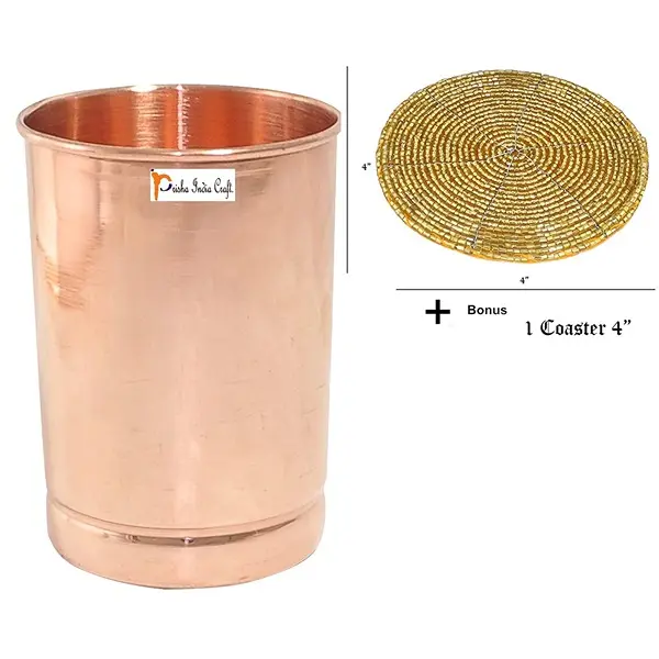 Set of 4, Small Copper Glass Drinkware Tumbler Indian Copper Utensils3