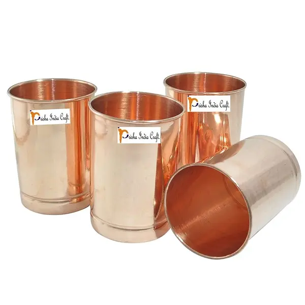 Set of 4, Small Copper Glass Drinkware Tumbler Indian Copper Utensils4
