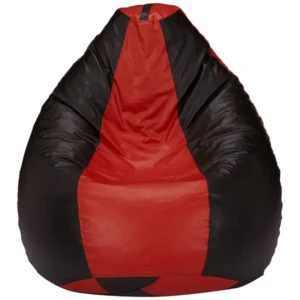 XXL Faux Leather Bean Bag Cover Premium Quality Without Beans (Red and Black) 1