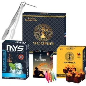 (100% Nicotine and Tobacco Free) Hookah Accessories BF Flavours & 250GM SCORIA COCONUT COAL Hookah Starter Kit1