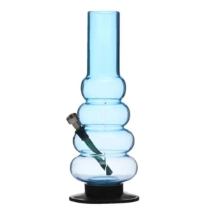 12 Inch Tall Transparent and Opaque Colors 4 Bulb Acrylic Waterpipe Bong, Hookah, (Transparent Sky Blue)