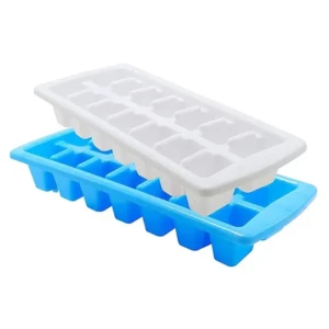 14 Cubes Plastic Unbreakable Virgin Plastic Ice Cube Tray (Set of 2,Multi)1