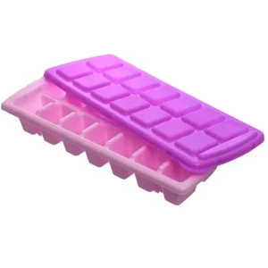 14 Cubes Plastic Unbreakable Virgin Plastic Ice Cube Tray with Lid (Set of 2,Multi)1