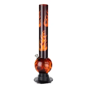 16 inch Acrylic Fire Print Bong, Smoking Water Pipe, Hookah (40cm, Orange Fire)1