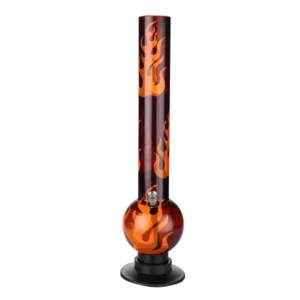 16 inch Acrylic Fire Print Bong, Smoking Water Pipe, Hookah (40cm, Orange Fire)