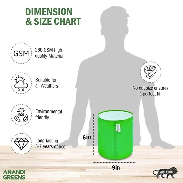 20pcs 9x6 inch HDPE Uv Protected 260 GSM Round Plant Grow Bags 3