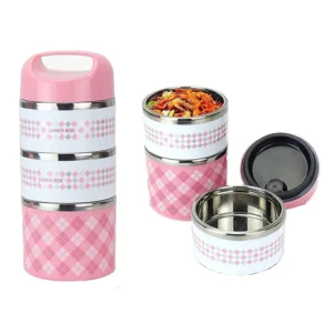 3 Layer Stainless Steel Homio Premium Lunch Box Set, Lunch Box 1