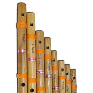 8 Pc Straight Bansuri Set, Bamboo Indian Flutes in Box