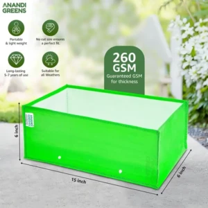 8pcs Green’s Premium 15x6x6 INCH HDPE UV Protected 260 GSM Small Rectangular Shaped Plants Grow Bags