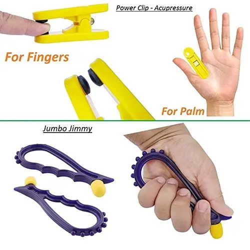 Acupressure Massager Tools Kit Combo With Blood Pressure Control Bracelet & Magnetic Power Clip & Pocket Exerciser (Pack of 7) Massager (Multicolor)2