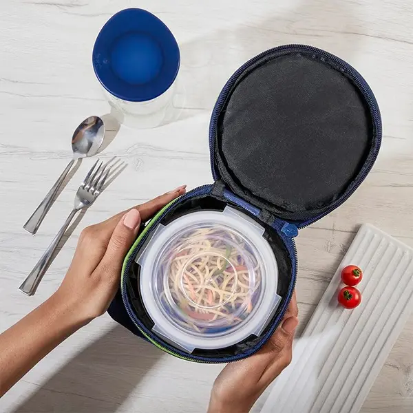 Borosil Lunchbox with Bag Set of 3 (400 ml Each) Borosilicate Glass, Round, Vertical Microwave & Dishwasher Safe 2