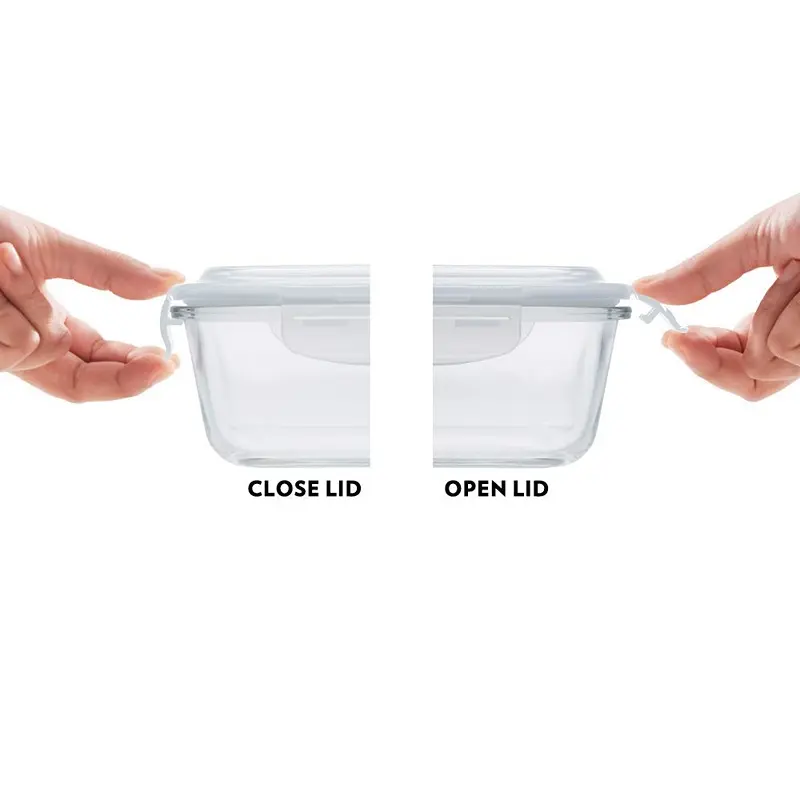 Borosil Prime Glass Lunch Box Set of 2, 320 ml, Horizontal, Microwave Safe office Tiffin, Blue, Transparent4