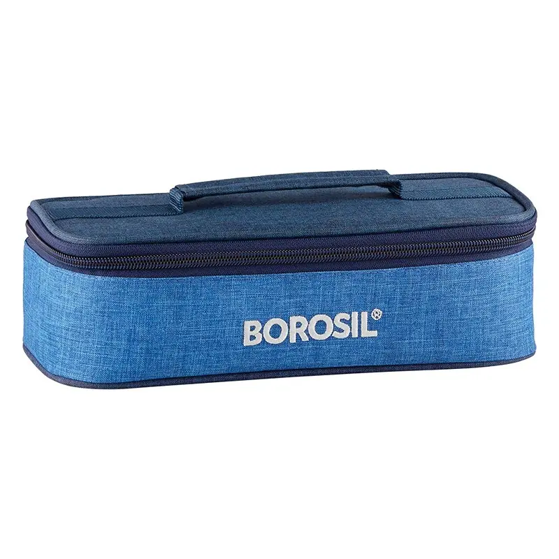 Borosil Prime Glass Lunch Box Set of 2, 320 ml, Horizontal, Microwave Safe office Tiffin, Blue, Transparent5