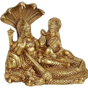 Brass Lakshmi Vishnu Idol God Goddess Statues Religious Deity Laxmi Vishnu Resting On Sheshnaag 4 Inches 1