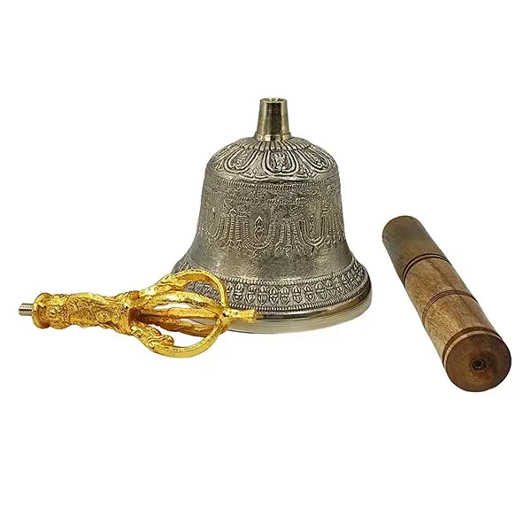 Brass Tibetan Om Bell Fengshui Vastu Meditation Healing Spiritual Gift 1 StoreEla.com