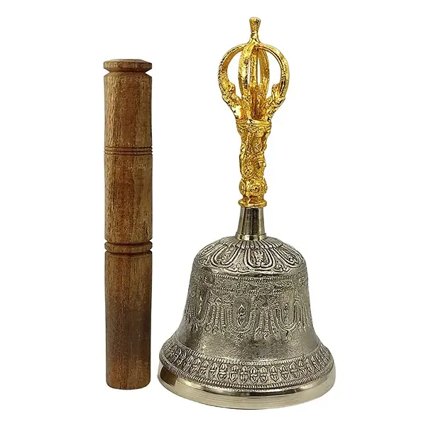 Brass Tibetan Om Bell Fengshui Vastu Meditation Healing Spiritual Gift 2 StoreEla.com