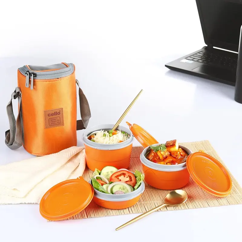 Cello Max Fresh Hot Wave Microwaveable Lunch Box, Stainless Steel Inner, 3pc 2