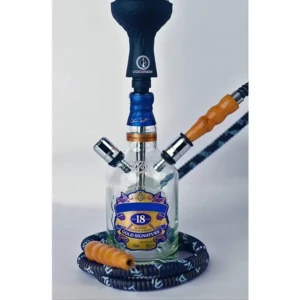 Chivalry 18 Hookah Shisha Pot 1100 Gram Iron (Clear blue) 11 inch Glass With Hose, Silicon chillum & Tong1
