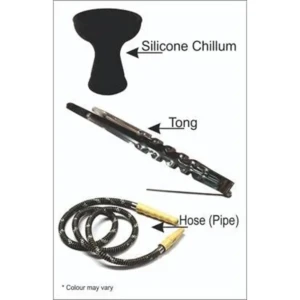 Chivalry 18 Hookah Shisha Pot 1100 Gram Iron (Clear blue) 11 inch Glass With Hose, Silicon chillum & Tong