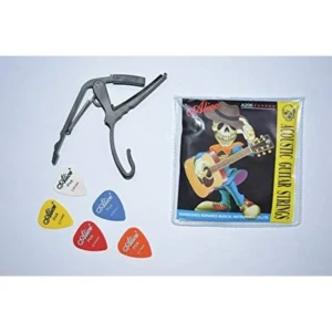 Combo of 1 Guitar Capo 1 Guitar String 5 pc Plectrum Random Color1