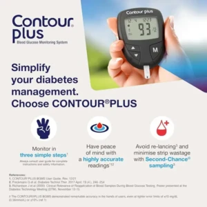 Contour Plus Blood Glucose Monitor, Glucometer with 25 Free Test Strips Accurate Diabetes Testing Kit.
