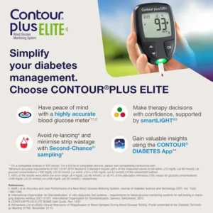CONTOUR Plus Blood Glucose Monitoring System Glucometer with 75 Strips (Pack of 25 + 50 Strips), Multicolour, Multicolor