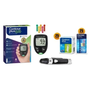 CONTOUR Plus Elite Blood Glucose Monitoring System (with Bluetooth) Glucometer with 25 Free Test Strips and 25 Microlet Lancets 1